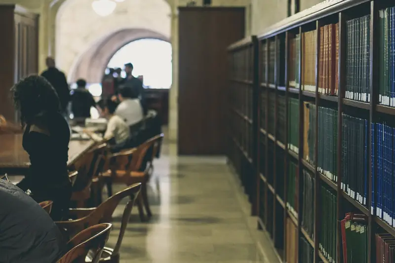 Students studying in a university library